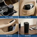 Car Trash Can, Mini Car Garbage Can with Lid, Leakproof Small Cup Holder Trash Can for Car with 60 Trash Bags, Vehicle SUV Truck Organizers and Storage for Home, Office, Black