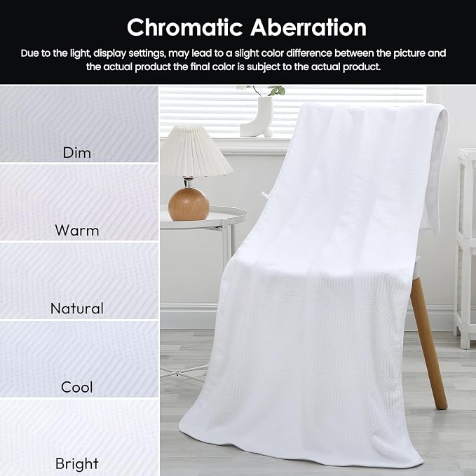 Bath Towels Set, Large Microfiber Body Towel for Adult, 2 Pack, 30" x 60", Oversized, Soft, Super Absorbent, Fast Drying, Use for Sport, Fitness, Yoga, Fleece Diamond Cross Grid White