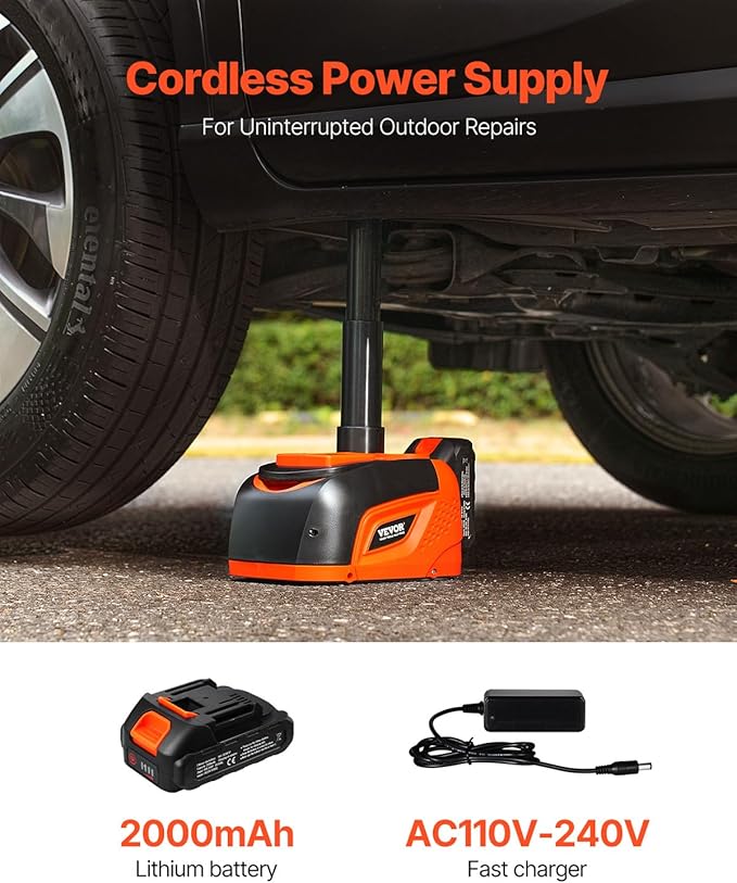 Electric Car Jack Wireless 5 Tons, Cordless Remote Control Hydraulic Electric Jack, LED Light Hydraulic Repair Tool, 135-360mm Lifting Range for SUV MPV Sedan Truck Repair