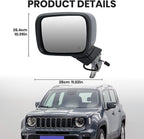 Left Driver Side Mirror Compatible with Jeep Renegade 2015 2016 2017 2018 2019 2020 2021 2022 2023 Door Rear View Mirrors Power Heated with Signal Light Prime Paintable (7 pins)
