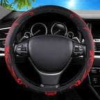 Car Leather Steering Wheel Cover - Panapi Material, Universal 14.5-15 Inch Leather Anti-Slip Breathable Auto Steering Wheel Covers for Men Women (Embroidery-Red)