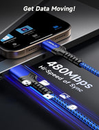USB C Cable [2-Pack 10ft], USB A to USB C Charger Cord 3.1A Fast Charging Compatible with iPhone 15/15 Plus/15 Pro/15 Pro Max, Samsung Galaxy S20 S10 S9, Note 20 10, Car Play, LG G8 G7 V30-Blue
