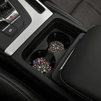 Wildflower Car Steering Wheel Cover + 2 Car Flower Cup Coasters | Anti-slip Universal Breathable 14 - 15-In For Women Wildflower Steering Wheel protection