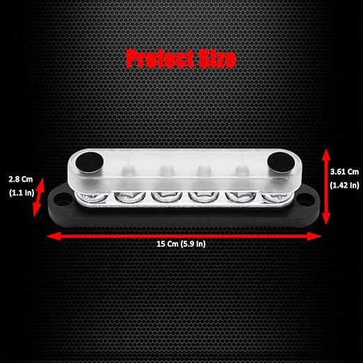 6 x M8 (5/16") Studs Power Distribution Block Bus Bar 12V, 5.9" HD 200A Marine BusBar Battery Distribution Block W/Cover for Car Boat Solar (Black)