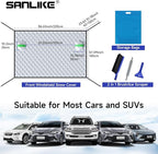 Car Windshield Snow Cover with Side Mirror Cover & 2 in 1 Brush | Thickened 4 Layers, Cold Protection, Ice Scraper, For Most Cars SUVs Trucks