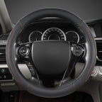 Microfiber Leather Steering Wheel Cover for Honda Accord,Civic,CR-V,HR-V,Pilot(Black+Red Line-Standard Size)