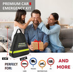 20PCS Car Emergency Kit with Jumper Cables, Roadside Safety Emergency Car Kit for Vehicle Truck Motorcycle - Gifts for Men Women Teenagers, Easy Storage(Black)