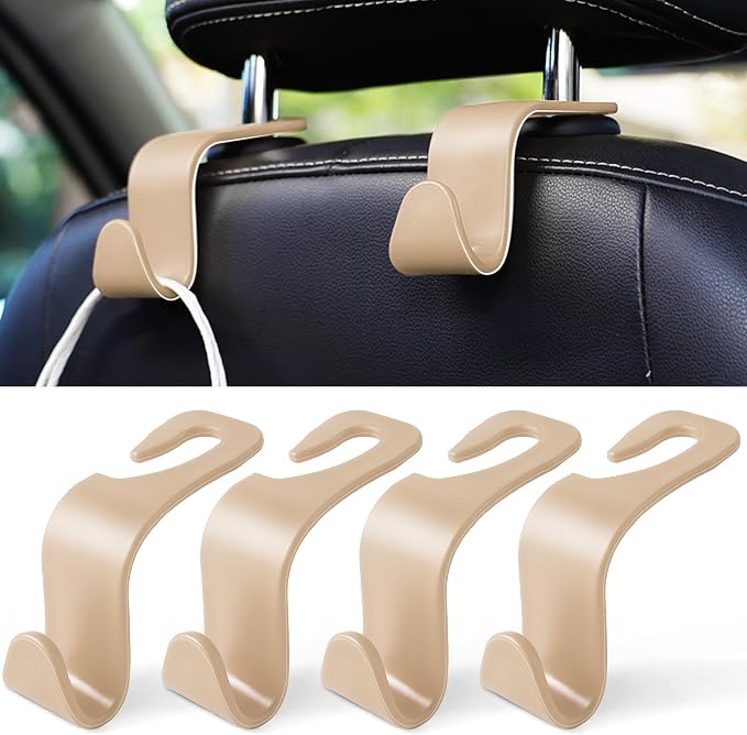 Car Seat Headrest Hook, Auto Seat Hook Hangers Storage Organizer Interior Accessories for Purse Coats Umbrellas Grocery Bags Handbag, 4-Pack