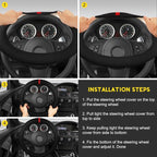 Suede Steering Wheel Cover with Upgraded Silicone Inner Ring, Breathable, Anti-Slip, Leather Universal 14.5 to 15 Inch Steering Wheel Cover (Black with Red Mark)