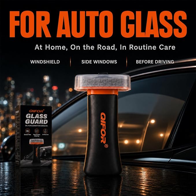 QIFOR Oil Film Remover for Car Windshields and Windows, Automotive Glass Cleaner for Oil Residue & Road Grime, Improves Visibility & Safe Driving (1 PCS)