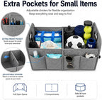 PAT SAM'S Trunk Organizer for SUV, Collapsible Car Trunk Organizer with Dividers, Waterproof 600D Oxford, Non-Slip Storage Organizer for Groceries, Tools, Travel, Truck & Car (Grey)