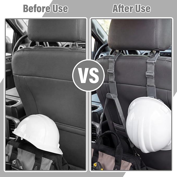4 Pcs Hard Hat Hook for Truck Adjustable Hard Hat Holder Hardhat Holder Truck Seat Back Organizer 55 lb Load Heavy Duty Hardhat Buddy Hanger Storage Car Vehicle Headrest Bag Gear (Grey)