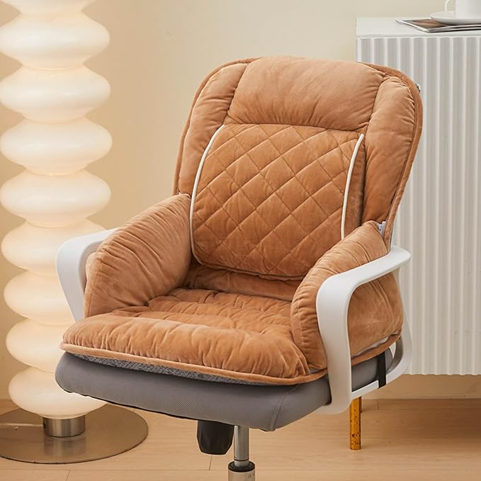 Office Heated Seat Cushion for Desk Chair,Upgraded Lumbar Support Seat for Cushions for Dorm Desk Chair with Back, USB Interface, 3-Speed Temperature Control (Coffee)