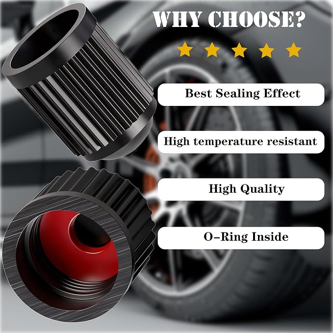 200PCS Tire Valve Stem Caps, Corrosion Resistant, with O Rubber Ring, Airtight Seal Heavy Duty Dustproof Tire Valve Stem Covers for Cars, SUV, Trucks, Bikes, Motorcycles, Bicycles(Black)