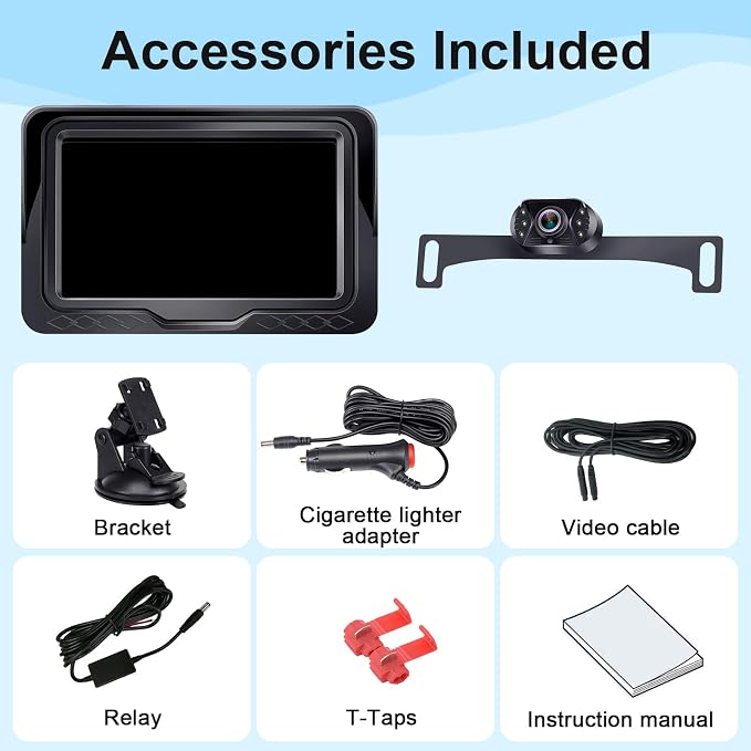 HD 1080P Backup Camera Plug & Play: Easy to Install in 15 Minutes Starlight Night Vision for Backing Up Safely in the Dark - Real-time Image Zero lag Rear View Camera with Monitor for Cars Trucks SUVs