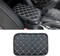 Car Leather Center Console Cushion Pad, 11.4"x7.4" Waterproof Armrest Seat Box Cover Fit for Cars, Vehicles, SUVs, Comfort, Car Interior Protection Accessories (Black/White)