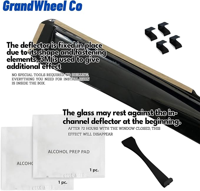 GrandWheel Window Deflectors Smoke Tinted in-Channel Side Window Vent Visor Deflectors Rain Guards Compatible with Acura RDX 2019-2026 - 4 pcs. GW1032