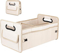 Car Trunk Organizer, Car Organizers and Storage Collapsible Multi Compartment Container Box, Adjustable Car Accessories for SUV Sedan Truck, Large Size, Beige