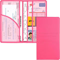 Car Registration and Insurance Holder, Car Accessories Vehicle Glove Box Car Organizer Women Car Accessories with Magnetic Shut for Cards, Essential Document, Driver License, Hot Pink