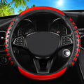 Car Leather Steering Wheel Cover - Carbon Fibre Material, Universal 14.5-15 Inch Leather Anti-Slip Breathable Auto Steering Wheel Covers for Men Women (3D Massage - Sports Red)