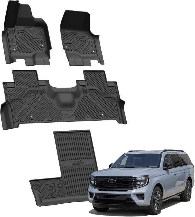 Floor Mats for 2025 2026 2027 Ford Expedition 7 Seats Standard (Not Fit 8 Seats and Not Fit Max),All Weather Protection TPE Easy Clean Floor Liners,3Row,4PCS Black