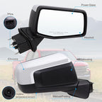 Right Passenger Side Mirror Compatible With 2019-2025 Chevy Silverado 1500 With Power Glass Manual Folding Heated Temperature Sensors Without Turn Signal Chrome Replace#GM1321583(7Pins）