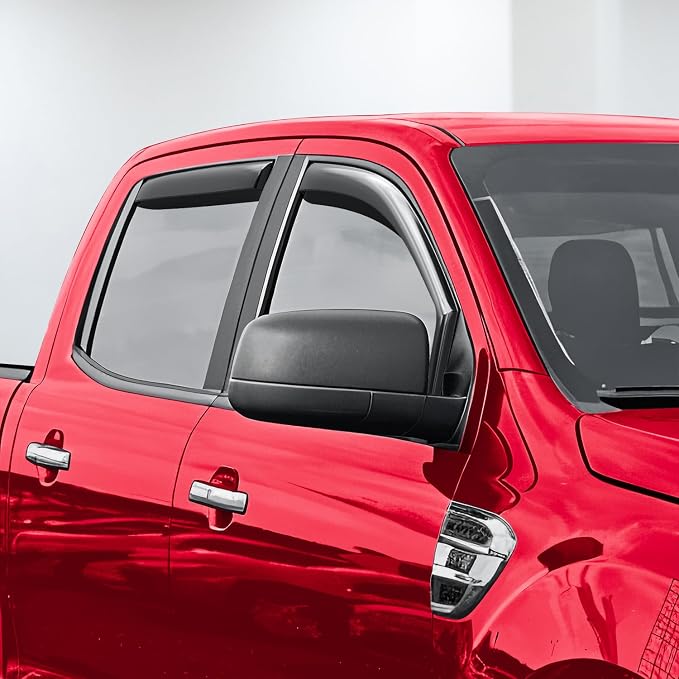 Voron Glass in-Channel Extra Durable Rain Guards for Trucks Ford Ranger 2019-2023 SuperCrew, Window Deflectors, Vent Window Visors, 4 Pieces - 220160