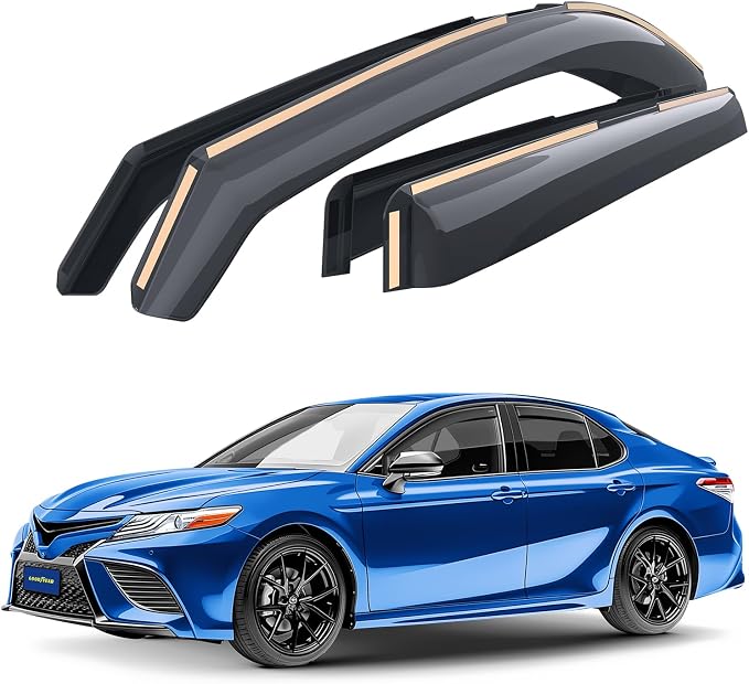 Goodyear Shatterproof in-Channel Window Deflectors for Toyota Camry 2018-2024, Rain Guards, Window Visors for Cars, Vent Deflector, Car Accessories, 4 pcs - GY003450LP
