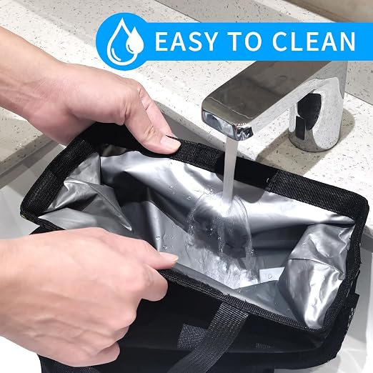 Hanging Car Trash Can with 4 Storage Pockets, Waterproof Leakproof Oxford Auto Garbage Bag, Adjustable Garbage Bag, Foldable Car Trash Bin Fit for Truck, SUV, Home, Office