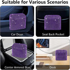 Car Trash Can with Lid, Mini Vehicle Trash Bin Car Dustbin Garbage Organizer,Bling Crystal Automotive Garbage Can Bin Trash Container for Auto Cars, Home, Office,Purple