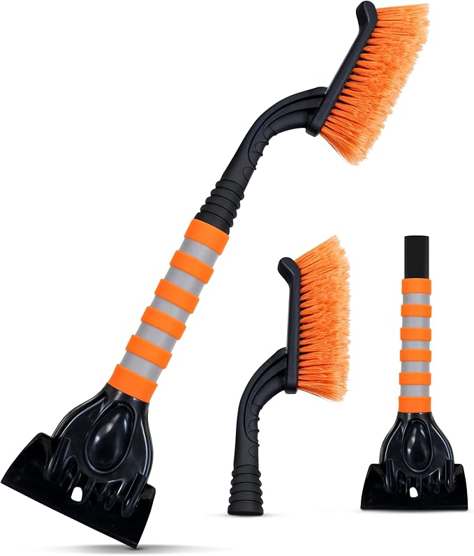 27” Snow Brush and Ice Scraper for Car Windshield – Heavy Duty Snow Remover for Cars, SUVs & Trucks | Soft Non-Scratch Bristles | Detachable ABS Ice Scraper | Winter Windshield Cleaning Tool