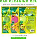 3 PCS Car Cleaning Gels, Reusable Dashboard Dust Removal Slime Auto Detail Cleaner, Universal Cleaning Putty Air Vent Dusting Mud Fits for Vehicles Keyboards Laptops Keys (Green+Pink+Yellow)
