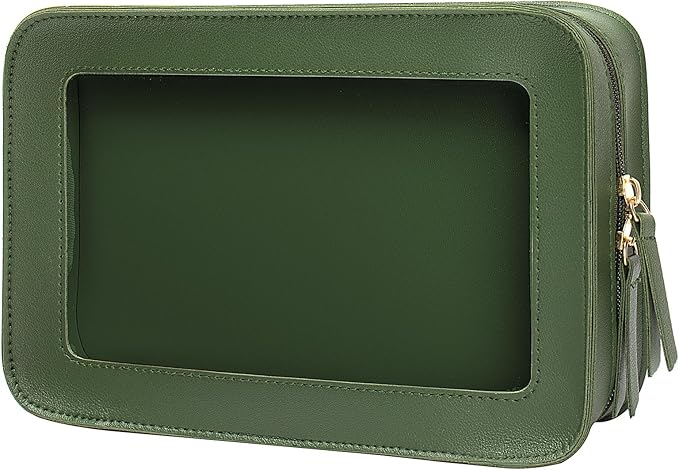 Clear Makeup Bags,TSA Approved Toiletry Bag with Zipper,Sunscreen Bag Clear Makeup Toiletry Pouch Beach Vacation Essentials for Women Teen Girls Gifts(Vintage Green)