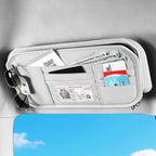 Car Sun Visor Organizer with Zipper Pockets PU Leather Storage Bag with Elastic Straps and Glasses Clip Sunvisor Organizers for Car SUV Truck
