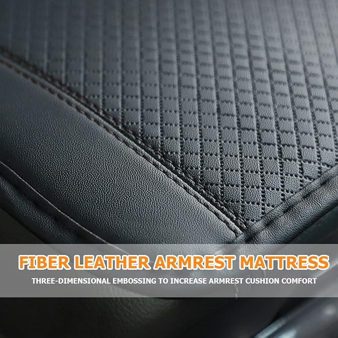 Car Armrest Storage Box Mat, Fiber Leather Car Center Console Cover, Car Armrest Seat Box Cover Accessories Interior Protection for Most Vehicle, SUV, Truck, Car (Black)