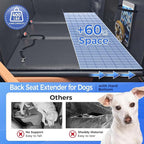 Back Seat Extender for Dogs, Hard Bottom Dog Car Seat Cover for Truck Back Seat, Upgraded PU Leather Dog Hammock for Car, Waterproof, Anti Scratch, Larger Space,（Holds 400lbs）