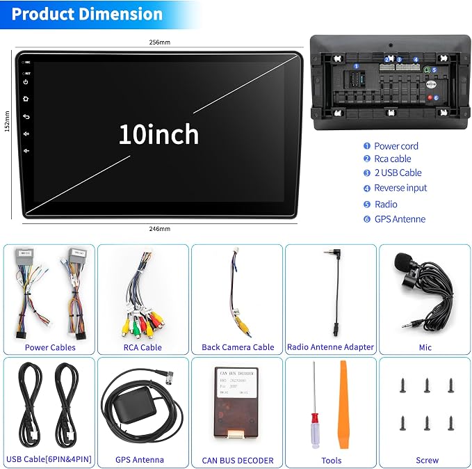 Car Stereo Radio for Jeep Wrangler JK Compass Grand Cherokee Dodge Ram 1500, Android 12 OS 2GB+64GB, 10 inch IPS Touchscreen Support Wireless CarPlay Android Auto GPS Bluetooth FM SWC