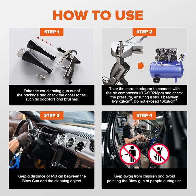 Tornado Car Cleaning Gun Interior Dryer Air Blow Gun, Automotive Tool Car Detailing Supplies High Pressure Air Gun, Car Detailing Cleaner Kit for Car Quickly Blasts Dirt and Dust Works with Air