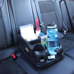 Car Console Organizer, Car Seat Organizer with 2 Adjustable Cup Holders, 3 Large Storage Compartments, Seatbelt for Secure Hold, Vehicle Middle Seat Organizer for Cars, Trucks, Minivans