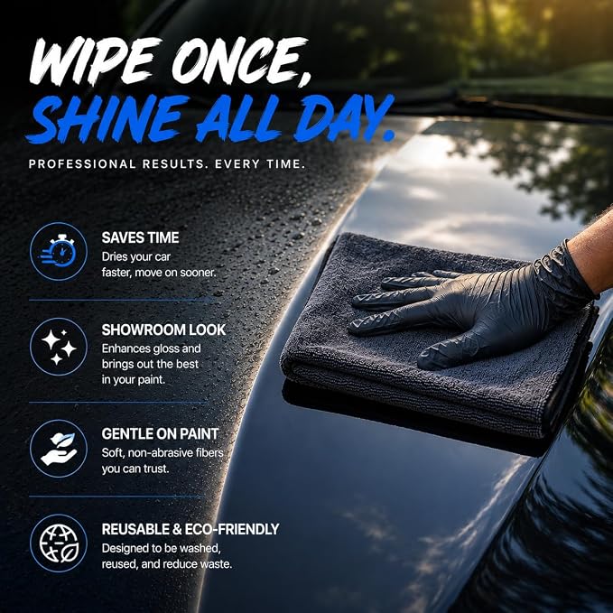 REDKISS 1P Large Microfiber Car Towels(35" × 24") for SUV Truck Detailing | 800 GSM Twist Loop Microfiber Drying Towel, Absorbent Streak-Free, Scratch-Free Car Wash Towel for Car Detailing