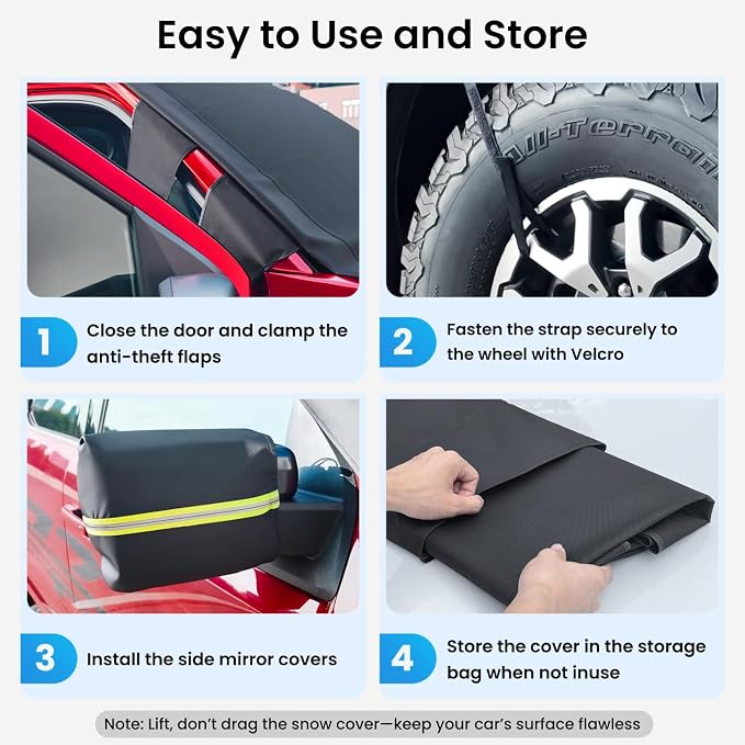 Upgraded Car Windshield Cover for Ice & Snow [All-Weather Protection] Magnetic Fit Weatherproof Frost Cover, Car Winter Accessories, Fit for Trucks, Full-Size SUVs