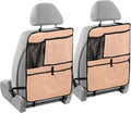 Peach Fuzz Car Seat Organizer for Kids Backseat Kick Mat with Adjustable Strap Back Seat Protectors for Vehicle Car SUV 2 Pcs
