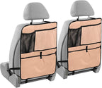 Peach Fuzz Car Seat Organizer for Kids Backseat Kick Mat with Adjustable Strap Back Seat Protectors for Vehicle Car SUV 2 Pcs