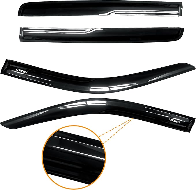 Rain Guards for Silverado & Sierra 2500HD 3500HD Crew Cab 2020-2026 | Shatterproof, Easy Install, Extra Durable, Fits Great, High Quality, Black Auto Accessories, Side Window Deflector & Visors