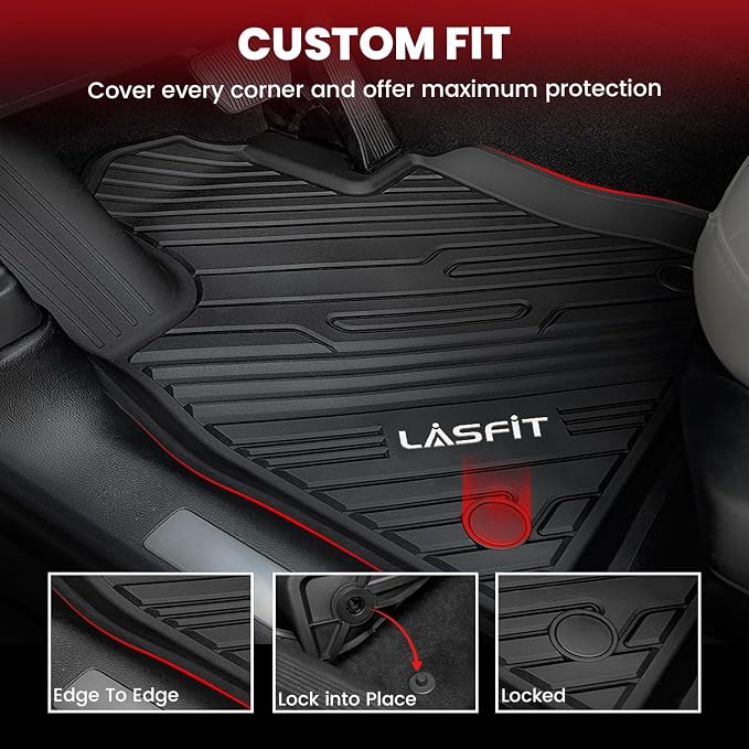 Floor Mats for Ford Explorer 2020-2021 6 Passenger TPE Custom Fit All Weather Protector Anti-Slip Floor Liners, 2021 2020 Explorer 6 Seats Accessories, 1st 2nd & 3rd Row, 4pcs Black