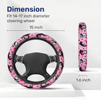 Pink Retro Horror Mask Steering Wheel Cover, Non-Slip Polyester Wheel Grip, Universal 15 Inch Car Accessory