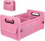 Car Trunk Organizer, Car Organizers and Storage Collapsible Multi Compartment Container Box, Adjustable Car Accessories for SUV Sedan Truck, Large Size, Pink