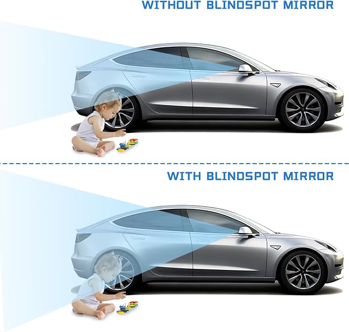 2-Pack 360° Adjustable Blind Spot Mirrors - 2" Frameless Convex Glass for Sedans, Trucks & SUVs