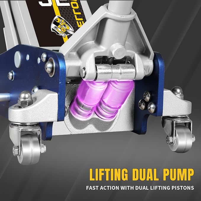 Floor Jack 3 Ton Hydraulic Low Profile Aluminum and Steel Racing Car Jack with Fast Lifting Dual Pump for SUV,Truck, MVP,6600 lbs Capacity