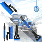 Extendable Snow Brush & Ice Scraper for Car Windshield – 25" to 31.5" Telescoping Handle, Scratch-Free Bristles, Foam Grip, for Cars, Trucks & SUVs (Blue)